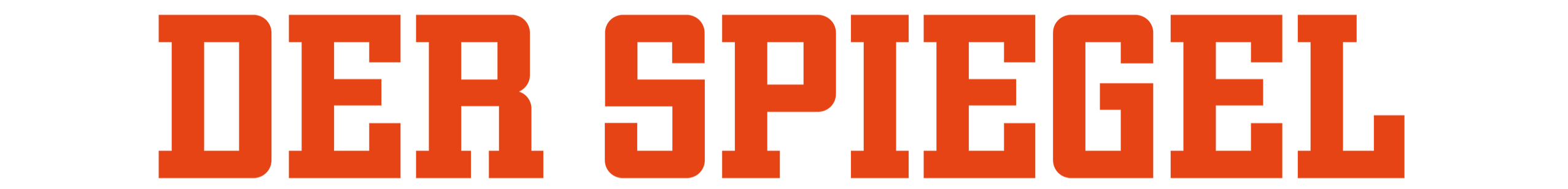 Roter Schriftzug "DER SPIEGEL" auf transparentem Hintergrund.