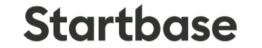 Schwarzes Logo mit dem Schriftzug "Startbase" auf transparentem Hintergrund.