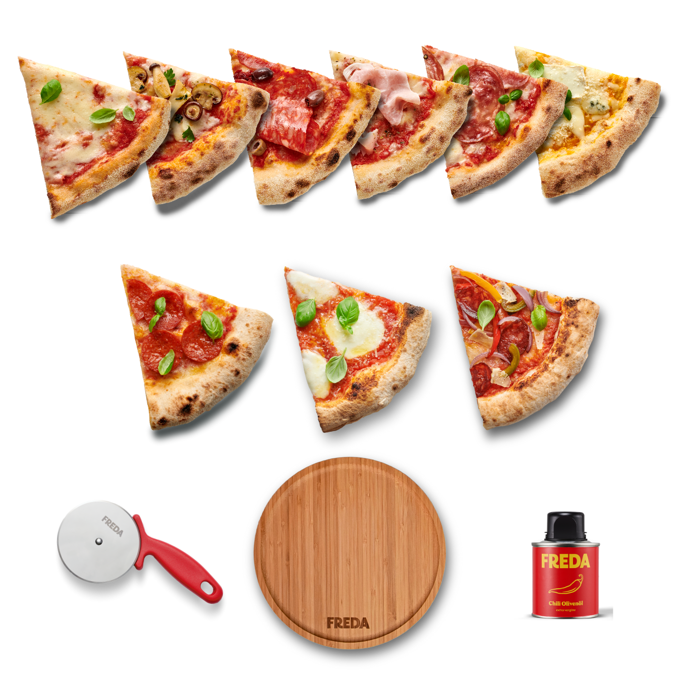 Welcome Offer + gratis Olivenöl + Pizzaroller + Pizzateller (9er Bundle)